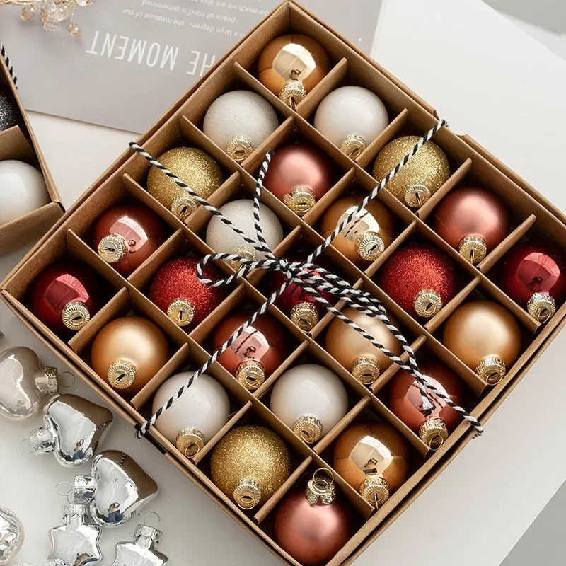 25pcs 4cm Glass Christmas Balls Set Multicolor Christmas Decorations 2023 New Year Xmas Tree Ornaments for Home Party