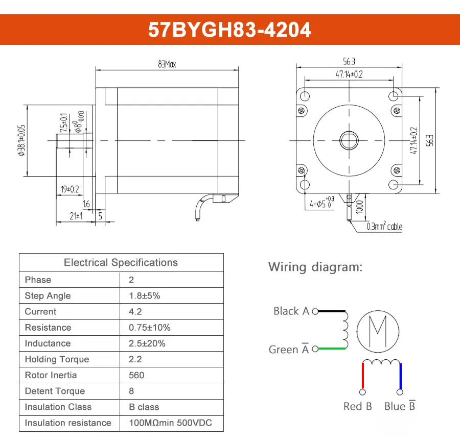 1 Satz TB6600 / DM542 / DM556 Hybrid-Schritttreiber mit 76 Schrittmotor 57 x 76 mm 4-adrig 3 A 1,8 Nm 76 mm NEMA23 Schrittmotoren für CNC – Detail 7