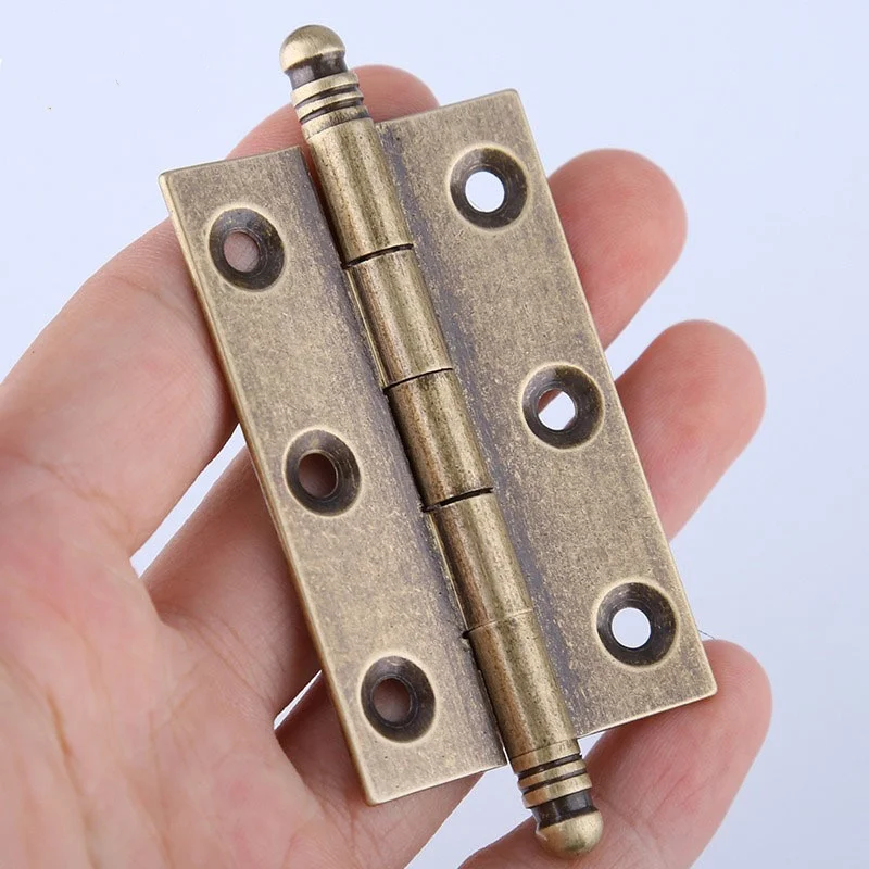 2/2 engsel pintu kuningan โบราณ4ชิ้นบานพับประตูตู้มีลิ้นชักเฟอร์นิเจอร์5/3นิ้วอุปกรณ์เหล็กเครื่องตกแต่งบ้านกล่องไม้ 1