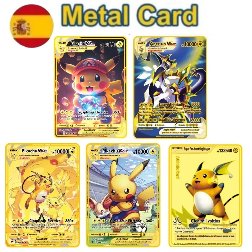 Spanish Pokemon Card Gold Metal Pokemon Card Spanish Hard Iron
