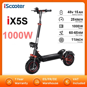 Scooter iX5S Scooter elettrico 1000W EScooter 48V 15Ah 25 km/h Gamma di velocità 60-65 km Potente monopattino elettrico pieghevole da 11 pollici