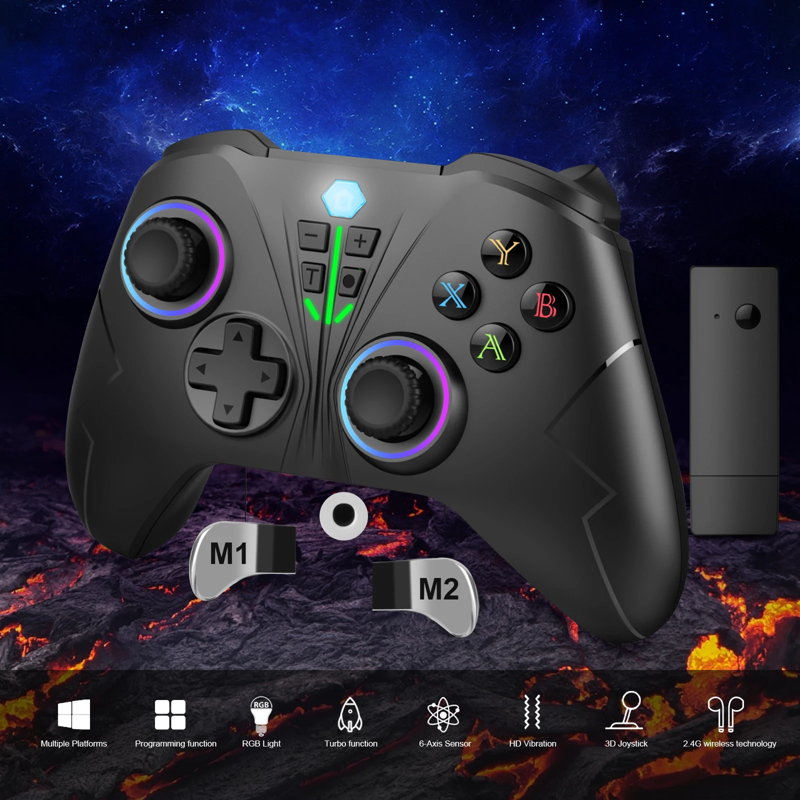 Xbox One ø S/X Ʈѷ M1/M2 Ű   е,  PC  6    ڵ, 2.4G
