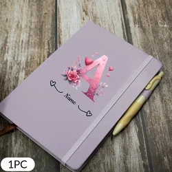 Personalized Floral Alphabet Journal - Elegant Custom Notebook for Women and Special Occasions (Purple)