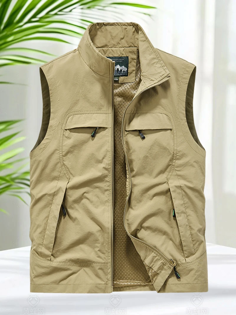 Men Outdoor Vest Summer Lightweight Waistcoat Men Outerwear Work Coats Photo Multi-pockets Fishing Vest Jacket Hiking Coats