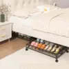 Under Bed Shoe Storage with Wheels, 2 Pack Rolling Under Bed Storage Containers for Shoes Metal Shoe Rack Organizer 5