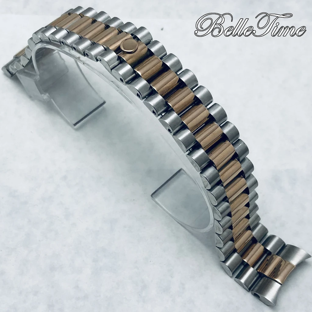 Premium 904L Stainless Steel Brushed & Polished Strap with Glide Lock Clasp, 20mm Width
