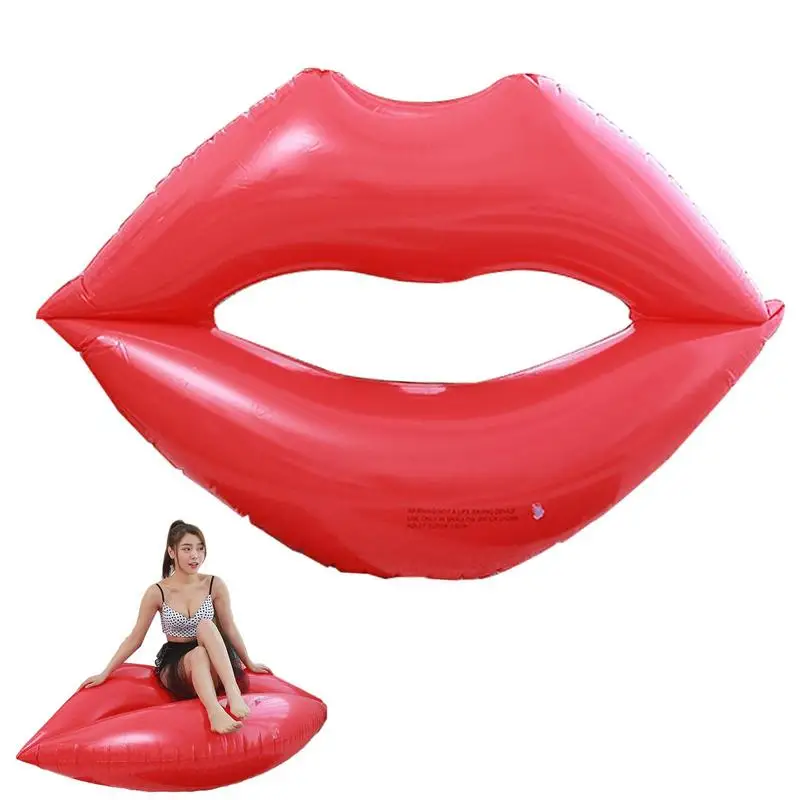 

Inflatable Rest Float Adult Lips Pool Floats Smooth Durable For Water Sports Beach Red Lips Pool Float Water Lounger Lip Shaped