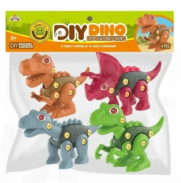4pcs/set Assembly Screwing Blocks Dinosaurs Toys Jurassic Dinosaurs Nuts Disassembly Toys Boys DIY Puzzle Educational