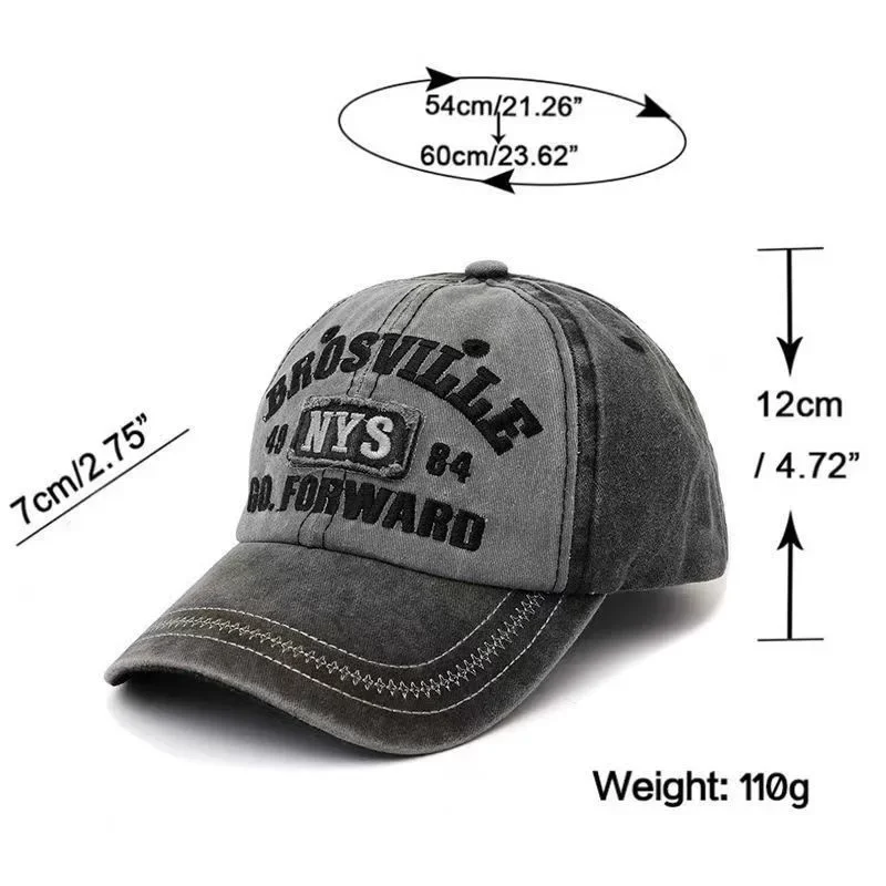 Retro Letter Embroidery Baseball Caps Men Women Washed Cotton Adjustable Casual Hat Hip Hop Streetwear Sun Hats Y2k Hat