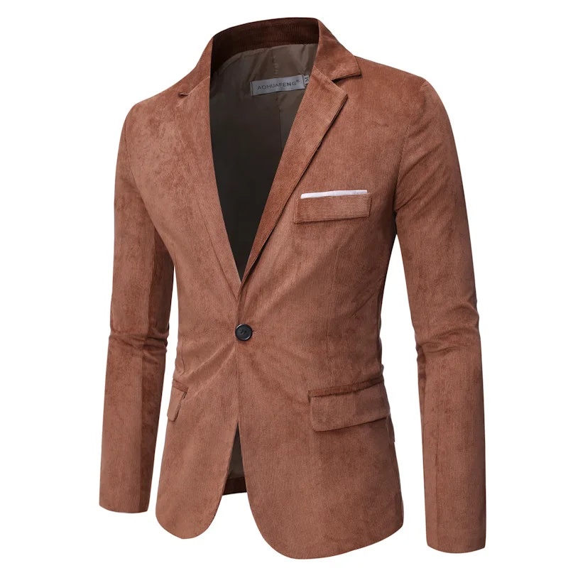 Men's leisure suit jacket Korean-style slim-fit single-button corduroy blazer