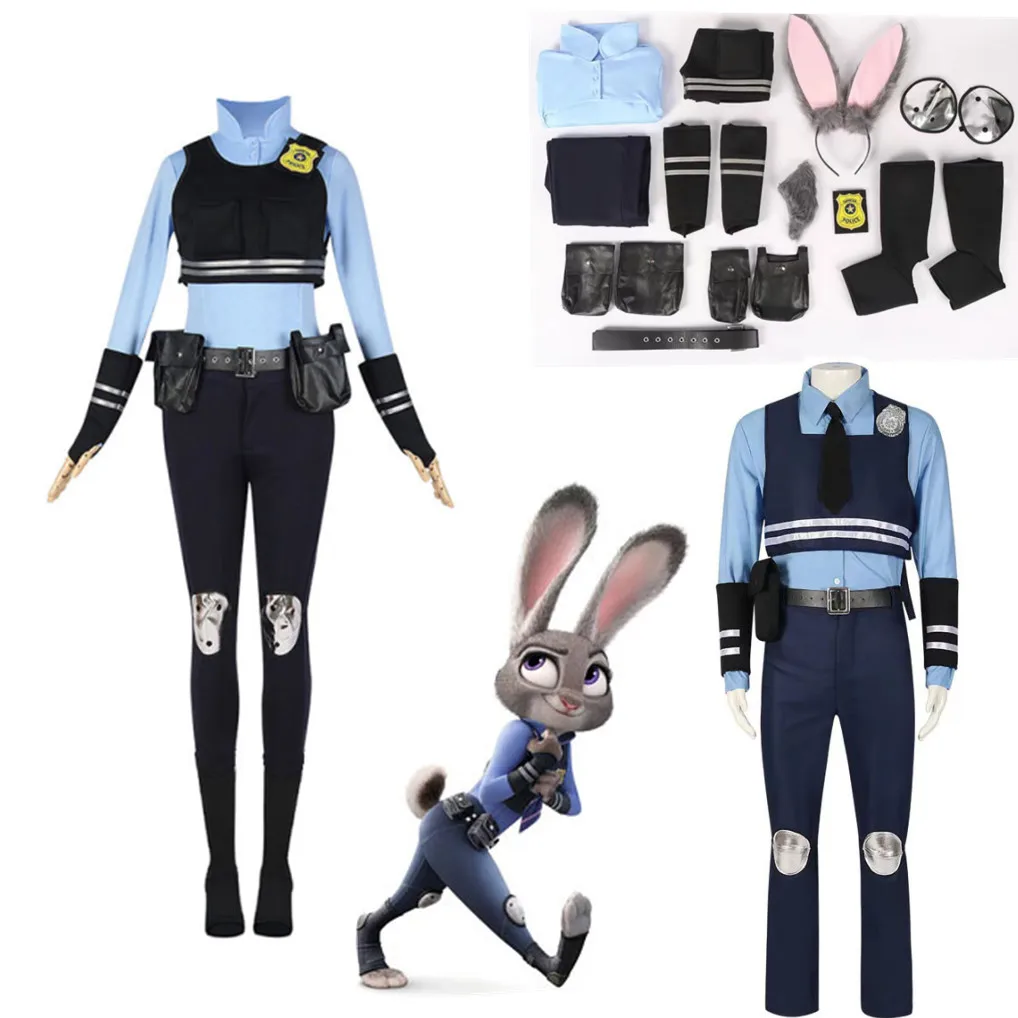 Rabbit Cop Judy Cosplay Costume Movie Cartoon Zootopia-Zootropolis Suit Police Uniform ClothesHalloween Party Role Play Bunny bunny costume women sexy lingerie sets lace nightwear exotic clothes cosplay halloween role playing suit uniform adult game porn