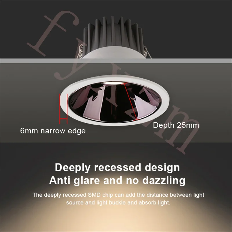 recessed spotlights Dimmable Recessed Anti Glare COB LED Downlights 5W/7W/9W/10W LED Ceiling Spot Lights AC85~265V Background Lamps Indoor Lighting trimless downlights