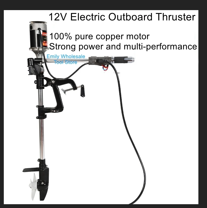 Outboard motor electric thruster external 12V battery pure copper motor aluminum alloy thruster boat hanger 24 stroke gasoline engine marine motor thruster outboard engine hang up kayak rubber boat factory direct factory price