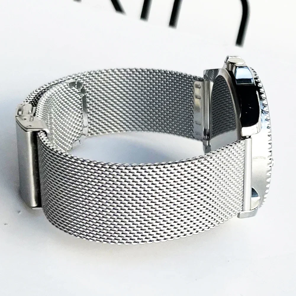 Elegant Milanese Loop Stainless Steel Watch Band with Double Press Folding Buckle