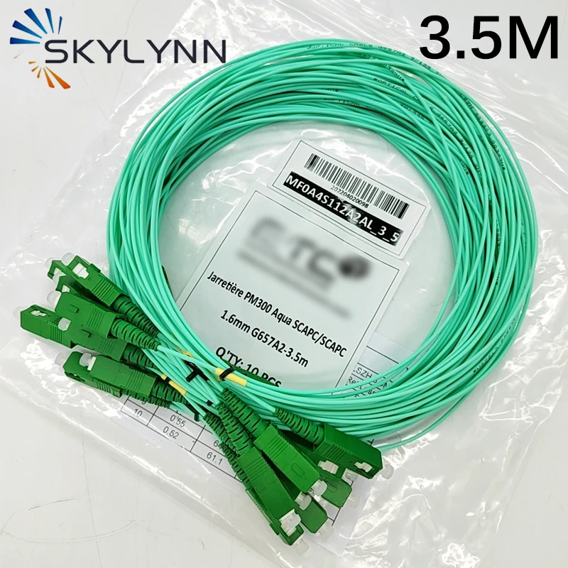 FTTH Jarretiere 1.6mm 3.5m Aqua G657A2 Fibra Optica Patch Cable Green Jumper SC Simplex SM SX SCAPC Optical Fiber Patch Cord fiber optic cable fiber optical pigtail