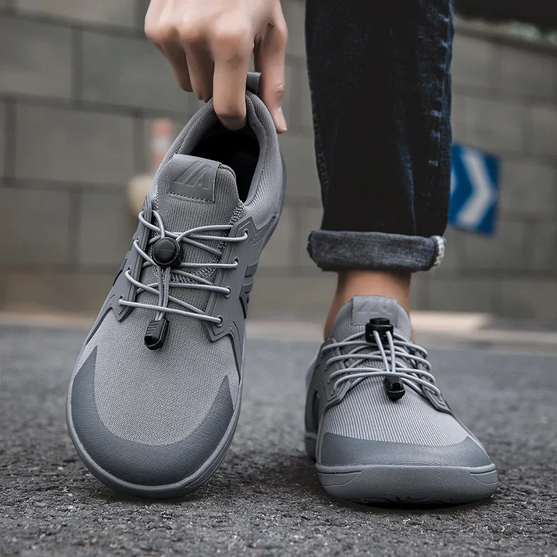 남성용 와이드 미니멀리스트 맨발 통기성 메쉬 신발 플랫, 부드러운 제로 드롭 밑창, 넓은 발가락 운동화, 플러스 사이즈 39-47