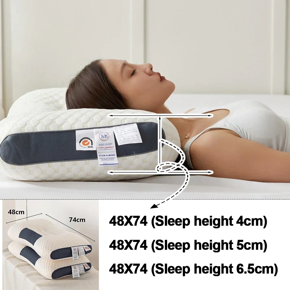 Almofada ortopédica de pescoço para ajudar a dormir e proteger o pescoço, alta porosidade elástica macia, travesseiros laváveis, cama para hotel e casa, 3D