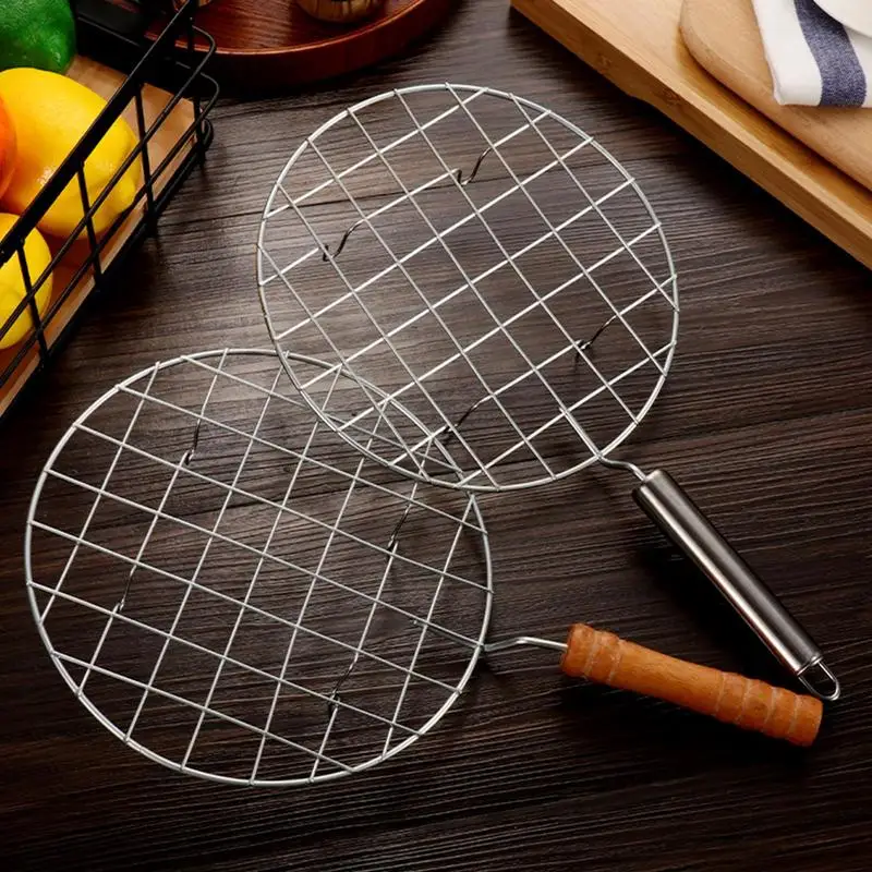 Wire Roaster Round Cooking Racks Stainless Steel Roasting Cooking Racks With Handle ForOutdoor Picnic Camping Baking BBQ