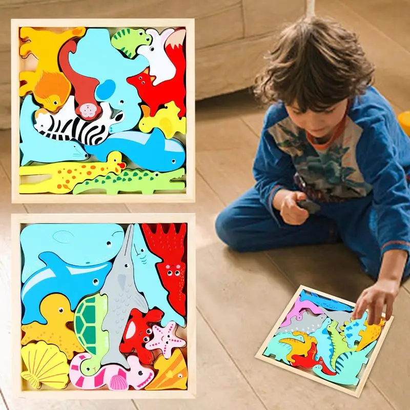 

Пазлы деревянные в виде цифр и животных для детей