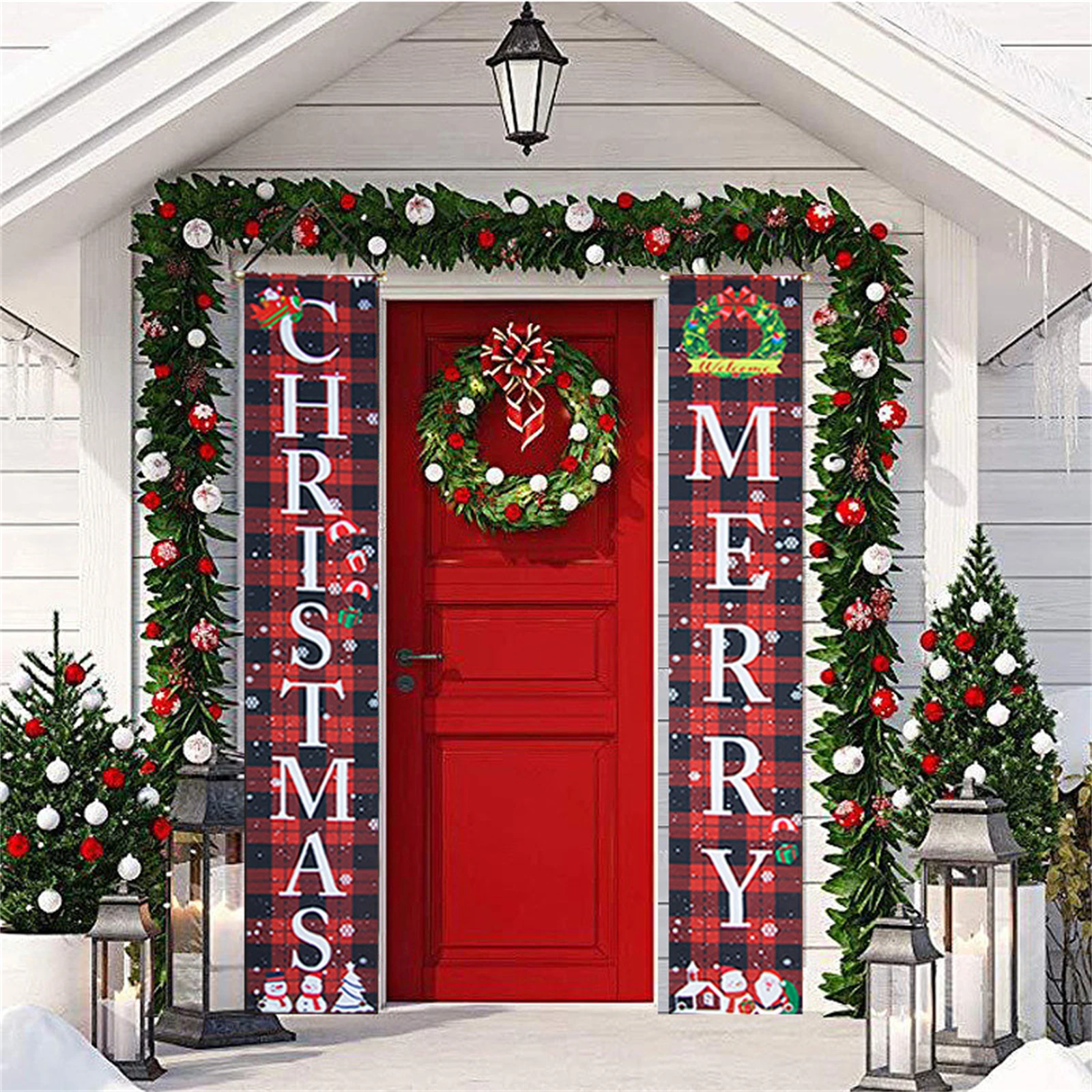 

Merry Christmas Hanging Flag Xmas Pendant Christmas Decoration For Home Window Door 2023 New Year Outdoor Christmas Ornament