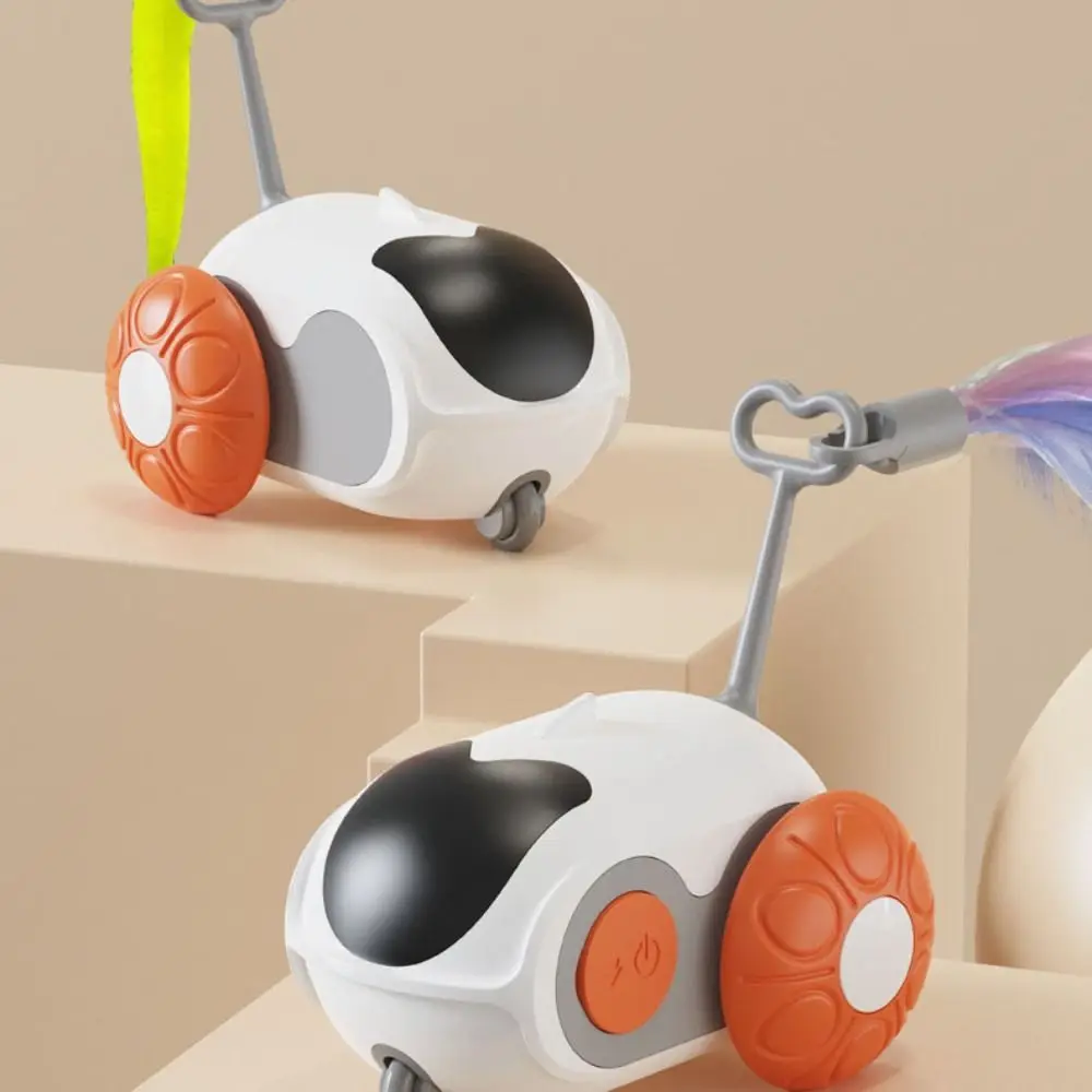Plastic Turbo Tail Cat Toy Rechargeable Interactive Electronic Smart Cat Toy Rolling Cat Exercise Remote Control Toy Car
