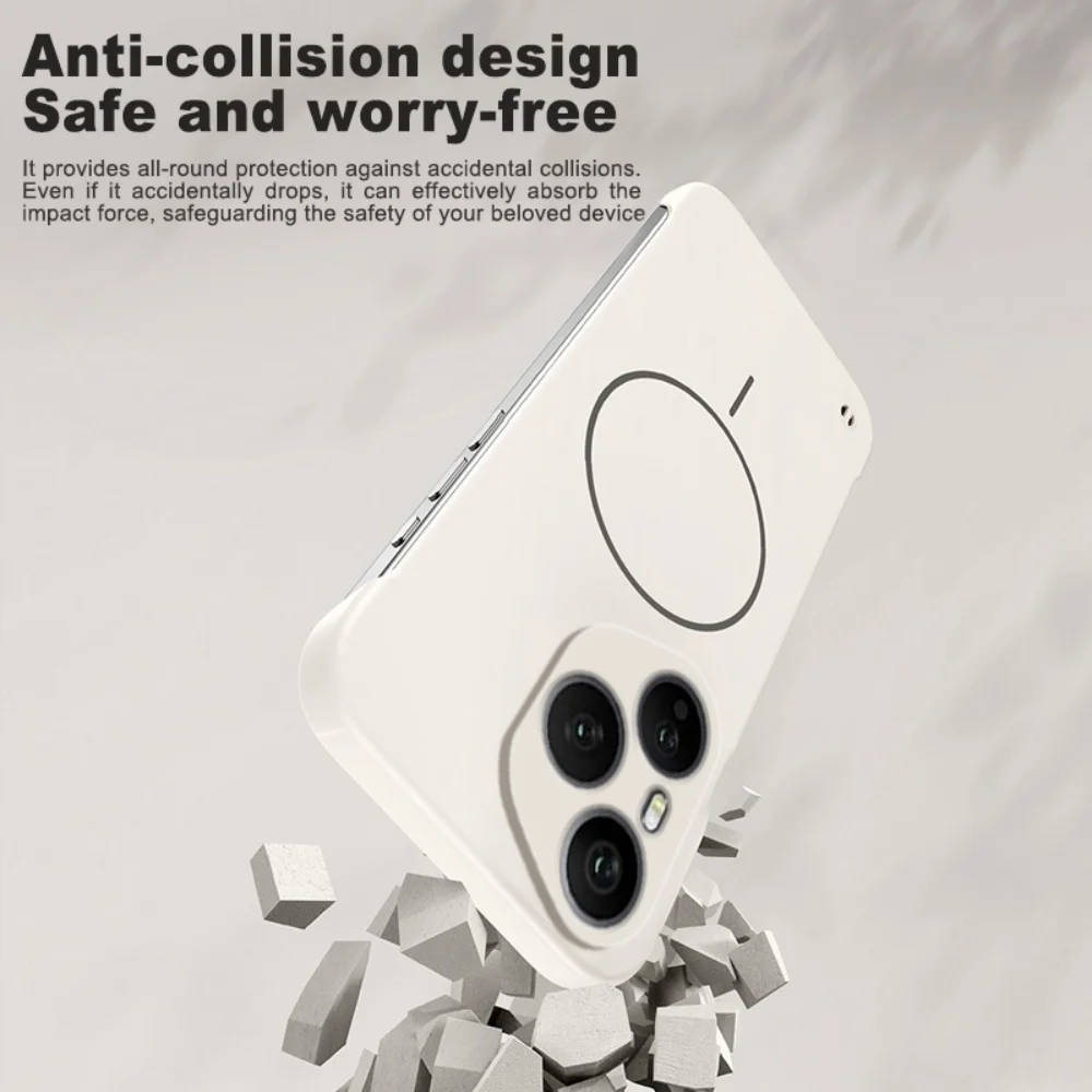 Luxury Frameless Magnetic Phone Case with Wireless Charging and Non-Slip Bumper Cover