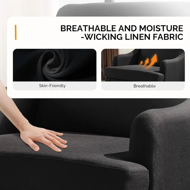 Linen Fabric Accent Chair Set 5