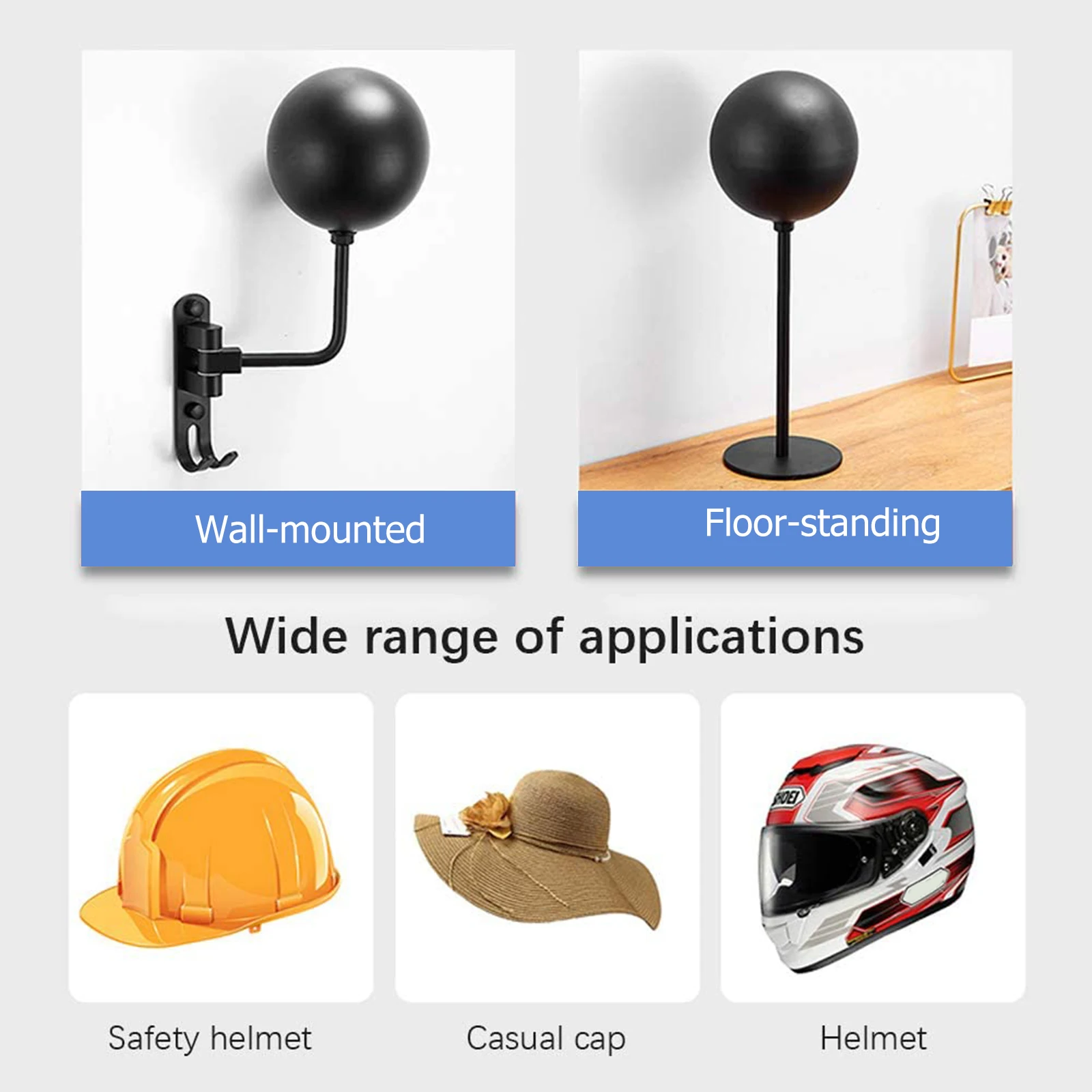 Soporte dorado para casco de motocicleta de 180°, paquete de 2 soportes de  metal de rotación para casco de pared, soporte para casco de bicicleta con