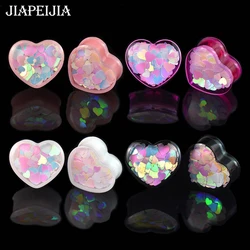 2pcs 8-50mm Multicolor Heart-shaped Ear Plug Tunnels Gauges Ear Stretcher Expander Body Jewelry for Women Men