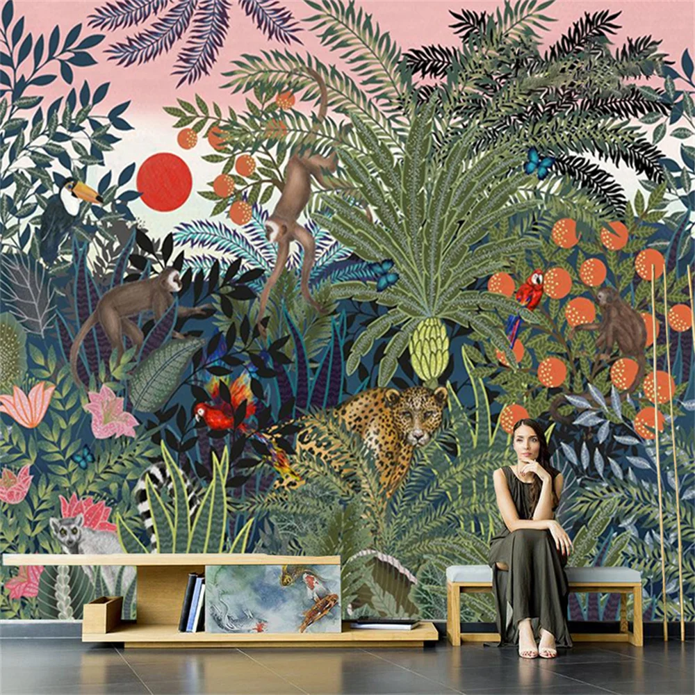 American Rural Animal Landscape 3d Wallpaper Sala Sofá Fundo Mural Floresta Tropical Hotel e Restaurante