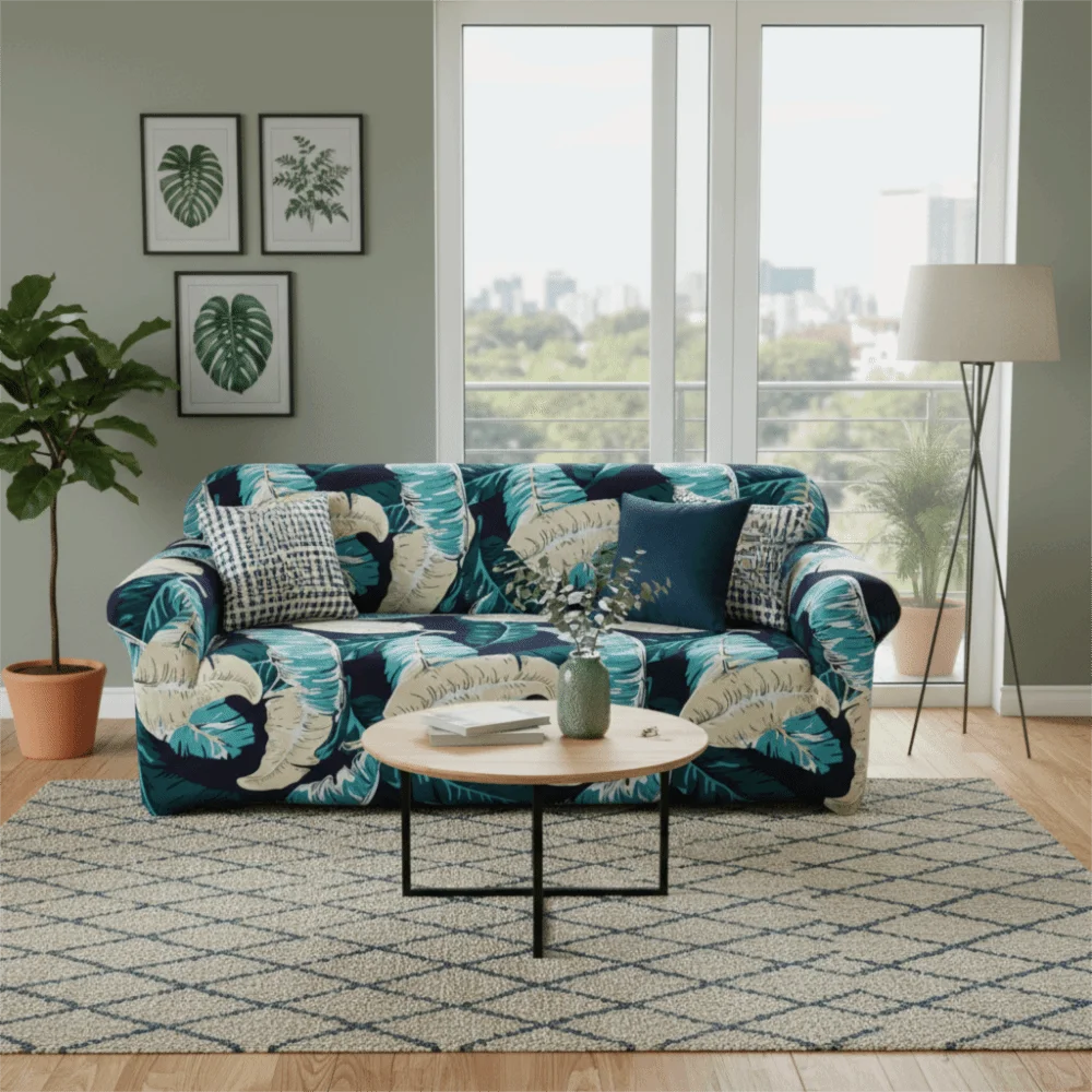 Comfortable High Elasticity Sofa Cover Print Design Washable Couch Cover Breathable Soft Sofa Towel Living Room