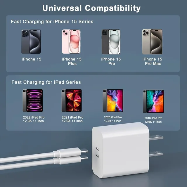For iPhone16 Charger, 2 Pack 20W Dual Port USB C Charger with10FT USB C Charging Cord for iPhone 16/15/15 Plus/15 Pro/15 Pro Max - Image 6
