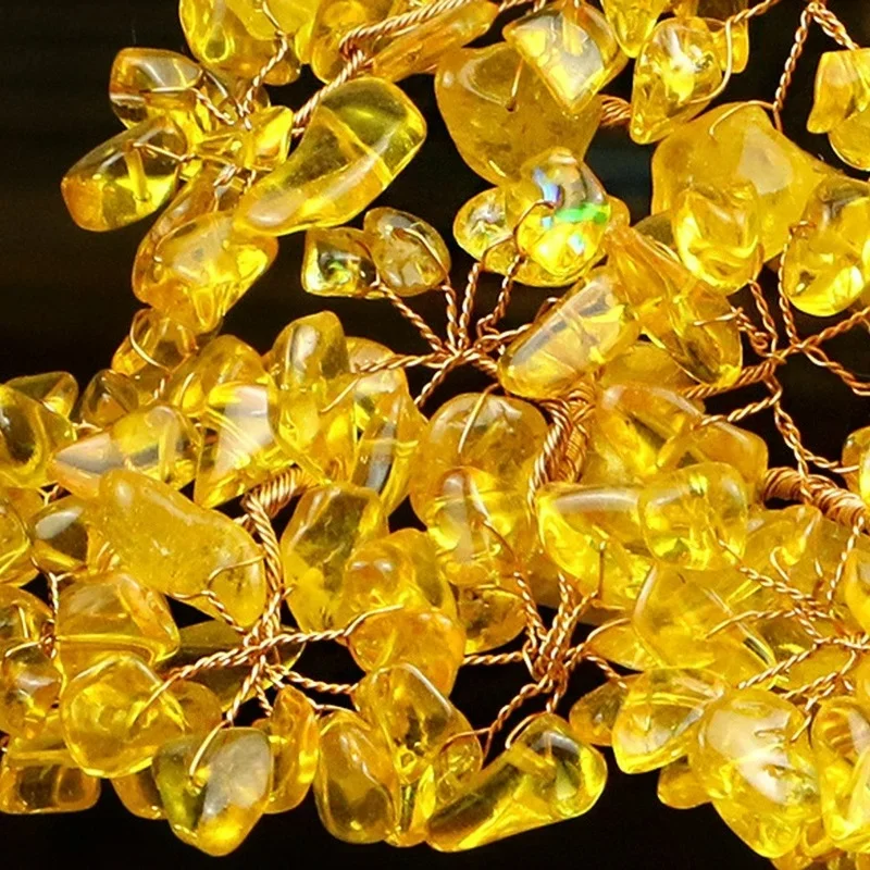 Feng Shui Yellow Lucky Wealth Trees Lemon Quartz Crystal Yuanbao Money Fortune Tree Wealth Luck Feng Shui Ornaments