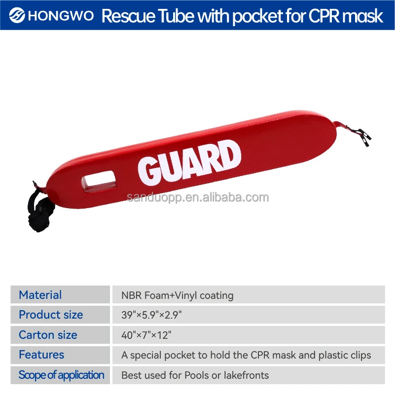 Red Lifesaving Float Marine Rescue Swim Floating Buoy Vinyl Coating NBR Foam Lifeguard Rescue Tube for Pool