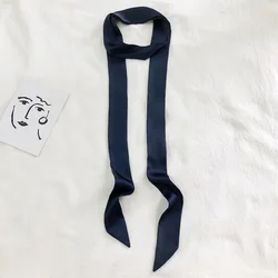 Elegant Silky Satin Hair Scarf & Fashion Accessory (Navy Blue)