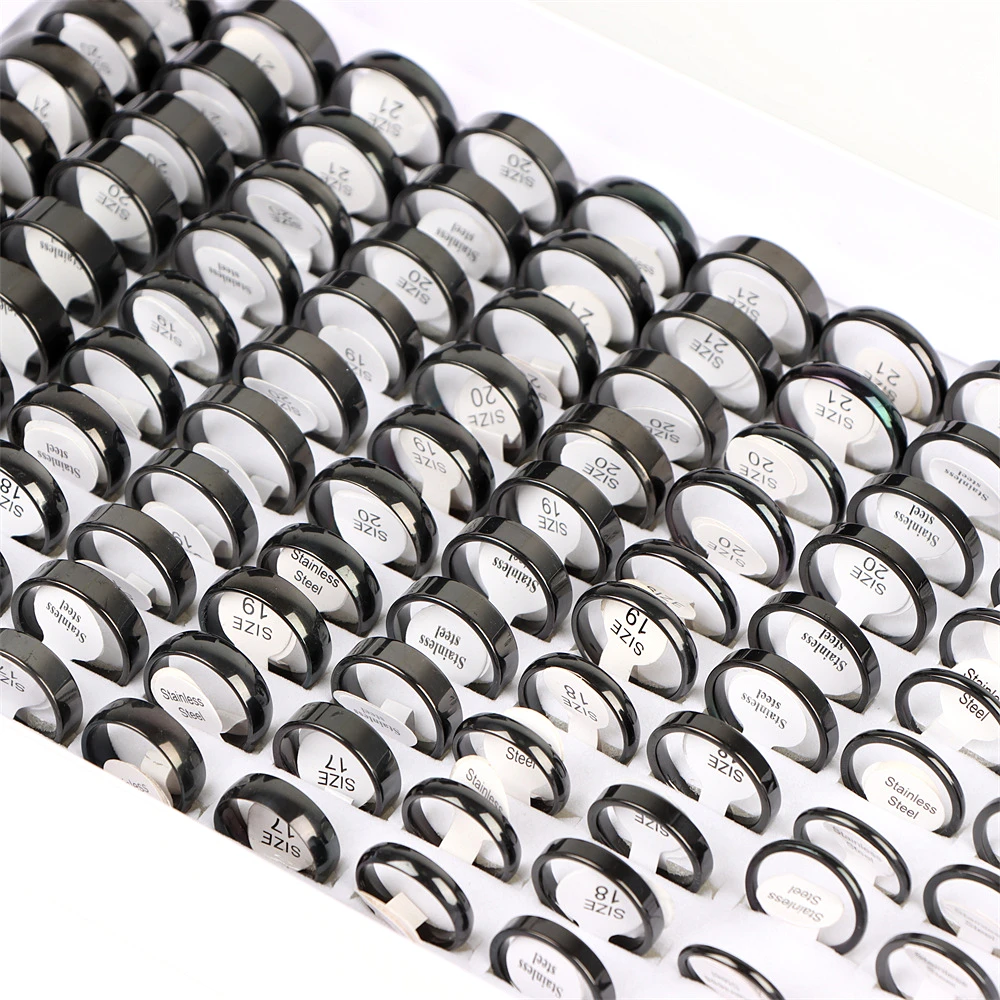 20 Teile/los Mode Einfache Glatte Matt Bevel Edelstahl Ringe Schmuck Für Frauen Männer Party Geschenk Mix Farbe – Detail 6