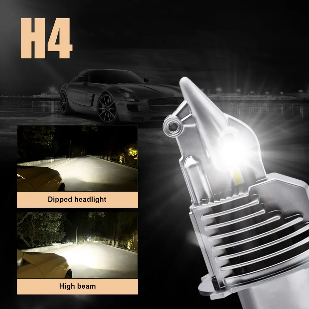 Fighter Foco H4 Lampadine A Led Per Auto/Moto Faro 72W 12V 24V 6000K Super Led H4 Lampadine Per Fari Auto Lampada Led H4 8000Lm