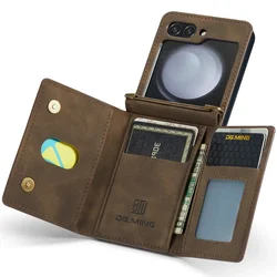 Leather Wallet Phone Case with Magnetic Card Holder Pocket for Galaxy Z Flip 8 (Coffee)