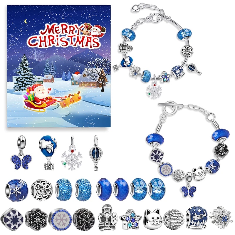 

Christmas Advent Calendar Bracelet Christmas Themed DIY Jewelry Charm Girl Christmas 24 Days Countdown Calendar Christmas Gift
