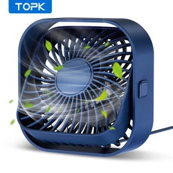 Compact USB Desk Fan with Quiet Operation and Adjustable 3-Speed Airflow (Blue)