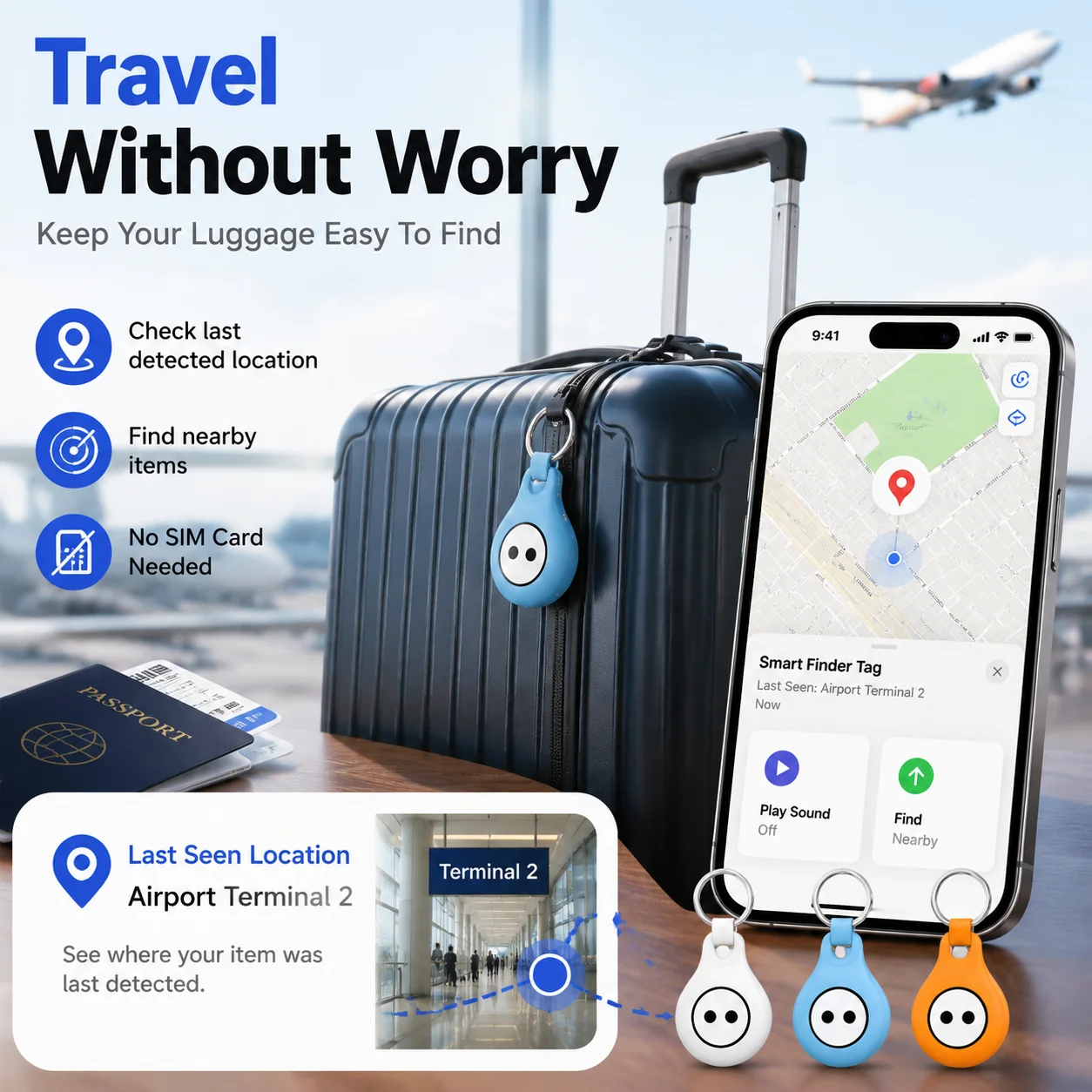 Smart Bluetooth Tracker with Anti-Lost Key Finder for Wallets and Backpacks
