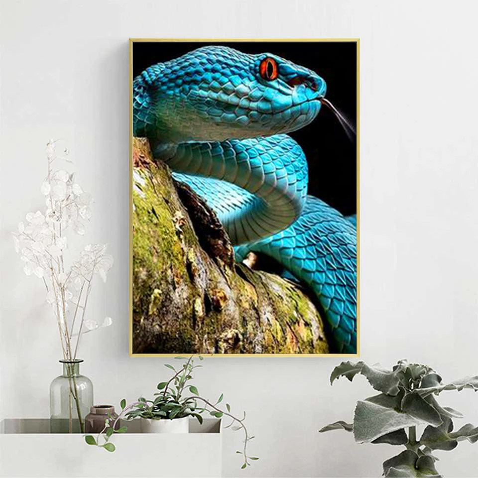 Diamond Painting Snake Cross Stitch Picture Rhinestones Diamond Embroidery Animal Mosaic Handicraft Home Decor Gift diamond painting diamond painting accessories