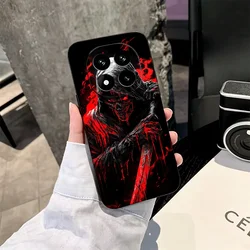 Sleek Black Soft Phone Case with Grim Reaper Skull Design for Redmi Note 13 4G (KHTY00153A)