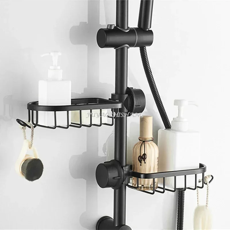 Storage Rack Bathroom Shelf Shower Shelf Bathroom Storage Shelf Storage Shelf Bathroom Accessories Shower Rack Computer Tower Stand Shampoo Rack Drain Rack Bathroom Faucet Shelf Space Aluminum Kitchen Sink Sponge Drain Rack Black Silver Bathroom Shower Storage Rack Sundries Holder