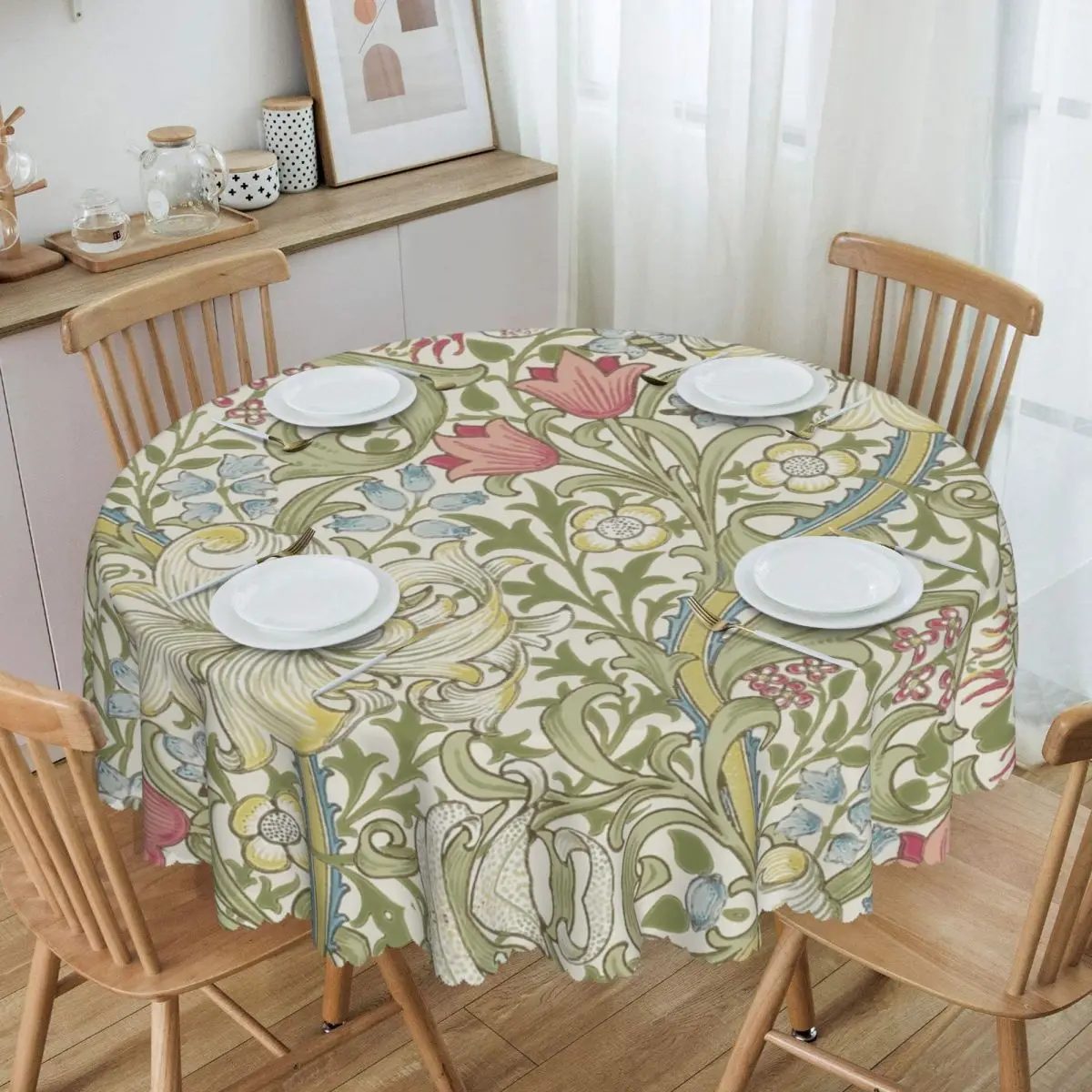 RoundFittedWilliamMorrisArtTableClothWaterproofTablecloth60