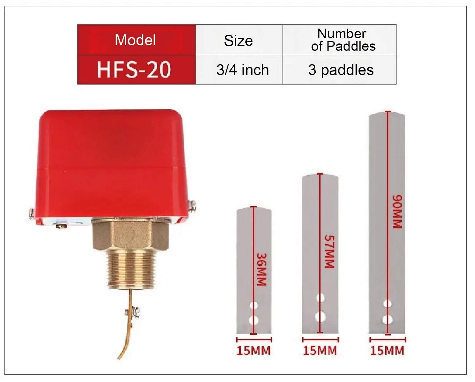 HFS-15/20/25 Water Paddle Flow Switch G1/2 G3/4 G1 Brass Stainless Steel Liquid