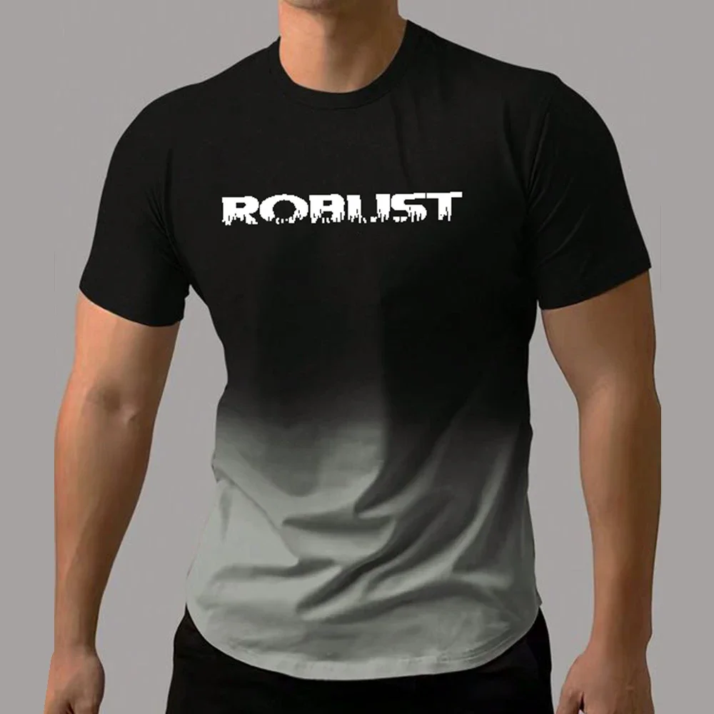 

Men's T-Shirt Minimalist Gradient Letter Pattern 3d Printing T-Shirt Casual Short Sleeved T-Shirts Oversized Men's Clothing Tops