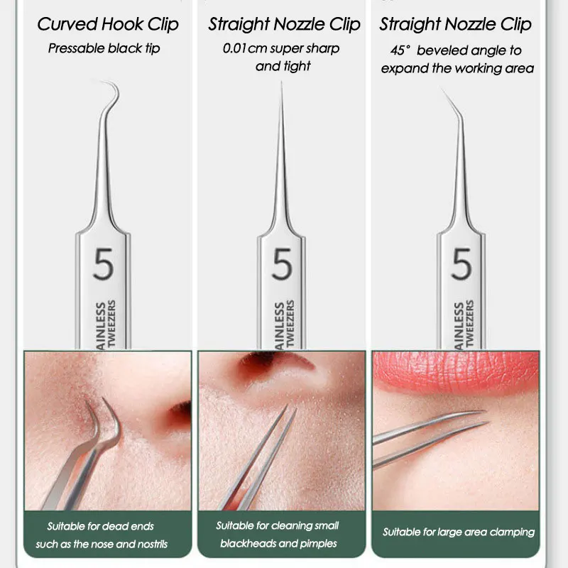 Acne Blackhead Removal Needles Stainless Steel Black Spot Blemish Pimple Removal Needle Deep Cleansing Tool Face Skin Care Kit 3