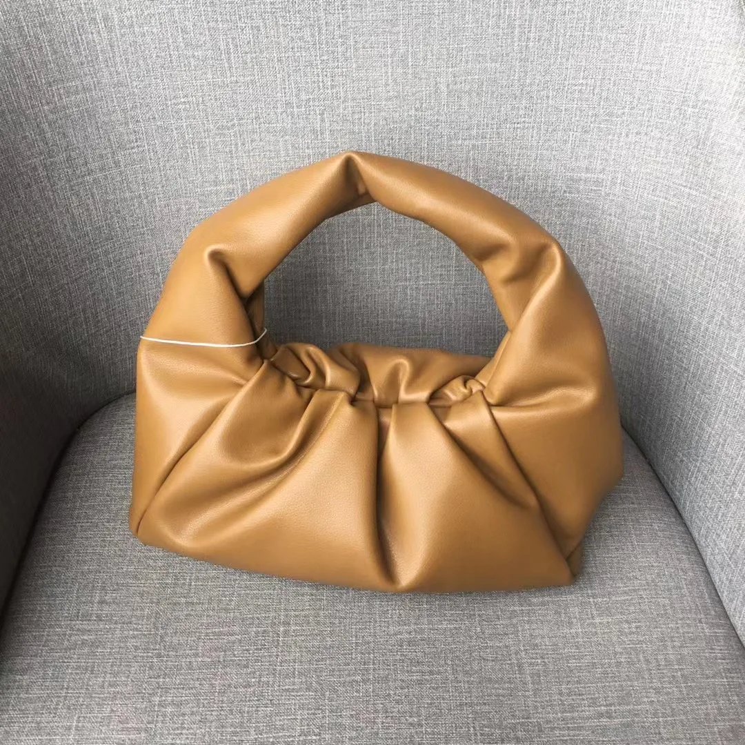 

Genuine Leather Solid Color Handbag For Women Large Capacity Evening Party Purse Bag Hobos Design Female Shopping Shoulder Bag