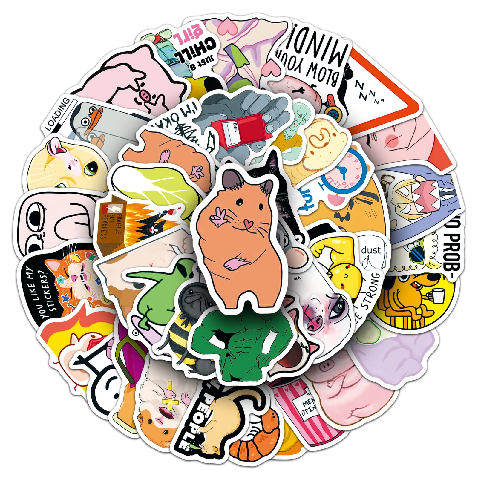 50 Pezzi Adesivi Divertenti 'This Is Fine', Sticker 'This Is Fine' per Scrapbooking, Telefono, Laptop, Valigie, Skateboard, Impermeabili - immagine 5